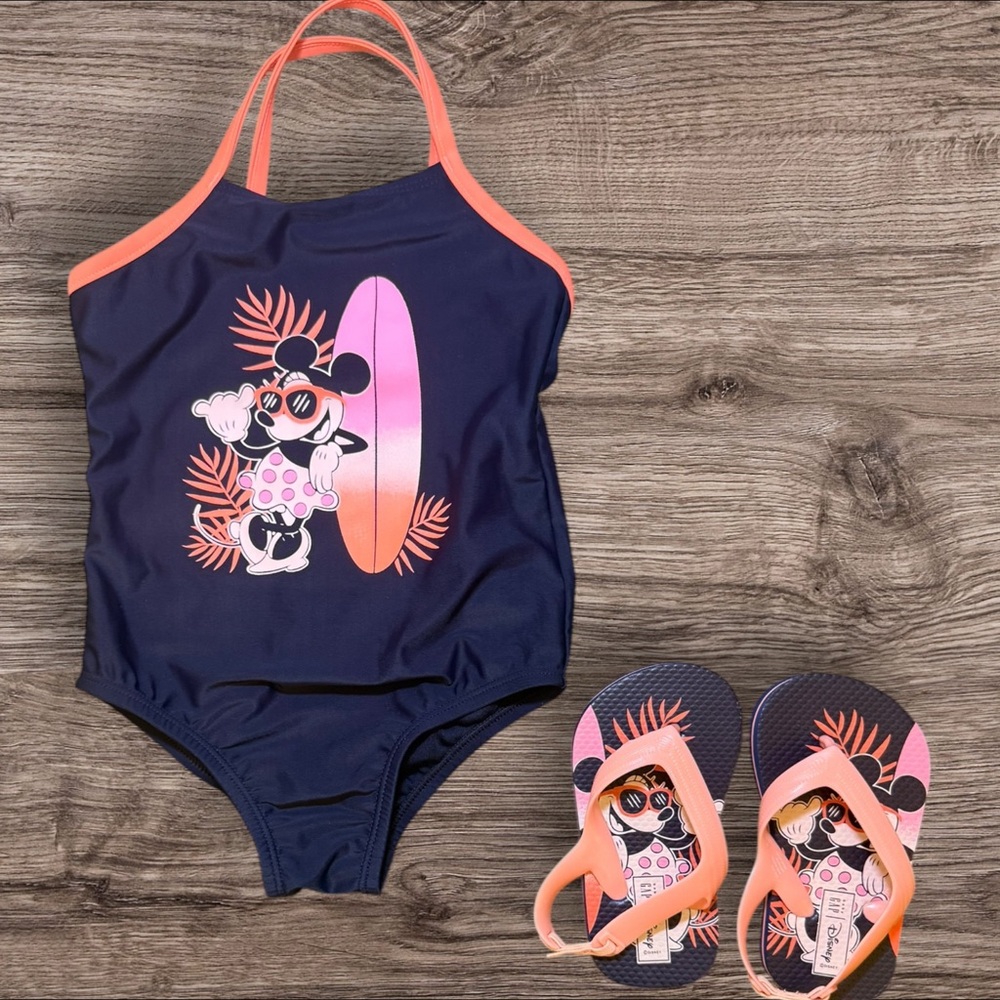 Disney Minnie Mouse Swimsuit and Flip Flops Set